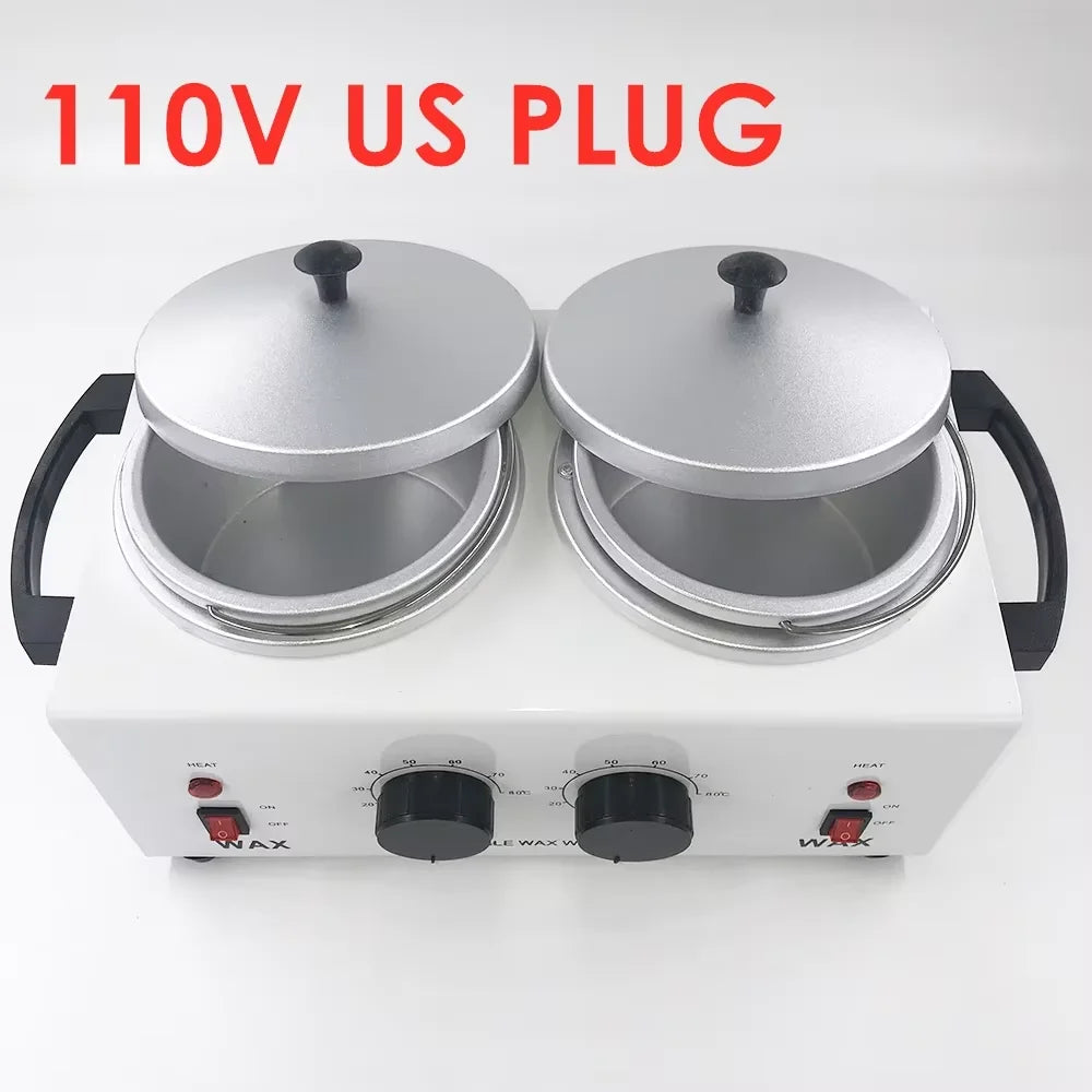 220V/ 110V Double Pots Depilatory Wax Warmer Machine Paraffine Wax Heater Hand Feet SPA Epilator Hair Removal Tool