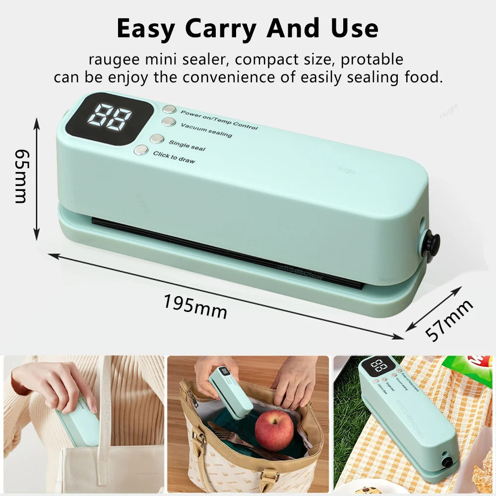 3-in-1 Mini Vacuum Sealer – Portable Food Sealing Machine with 15 Bags