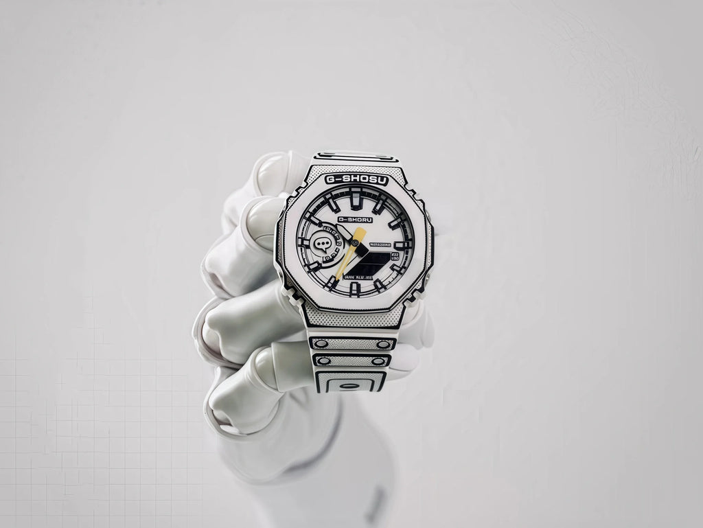 Dual Display LED Digital Electronic Comic Watch Full Function World Time Large Dial Oak Collection