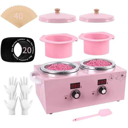Double Pot Wax Warmer Paraffin Heater Warmer with LED Display Skin Hair Removal Adjustable Temperature For Beauty Salon Home Use