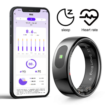 Smart Ring R08 Womens Men Electronic Smartring With Charging Case Health and Sleep Monitor Sports Fitness Tracker for Phone