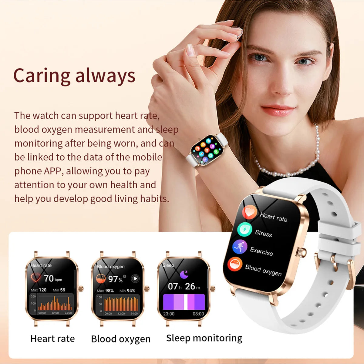 Women Smart Watch Rose Gold Receive Call Custom Dial Female Health Monitor Ultra Thin Ladies Wristwatch for lovers Birthday Gift