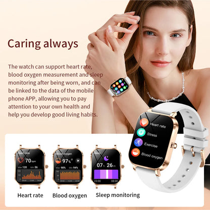 Women Smart Watch Rose Gold Receive Call Custom Dial Female Health Monitor Ultra Thin Ladies Wristwatch for lovers Birthday Gift