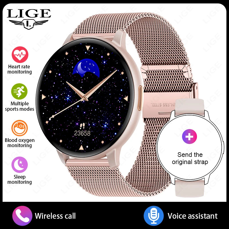 LIGE New Voice Calling Smart Watch 1.38" HD Full Touch Display Sports Fitness Smartwatch Heart Rate Blood Oxygen Health Monitor