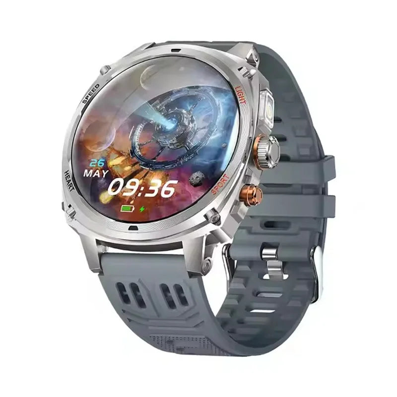 V95 Men Smart Watch 1.75inch 800mAh Tactical Flashlight Bluetooth Wireless Call Outdoor Sport Fitness Tracker KM200 Smartwatch