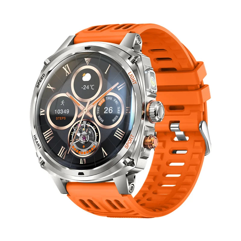 V95 Men Smart Watch 1.75inch 800mAh Tactical Flashlight Bluetooth Wireless Call Outdoor Sport Fitness Tracker KM200 Smartwatch