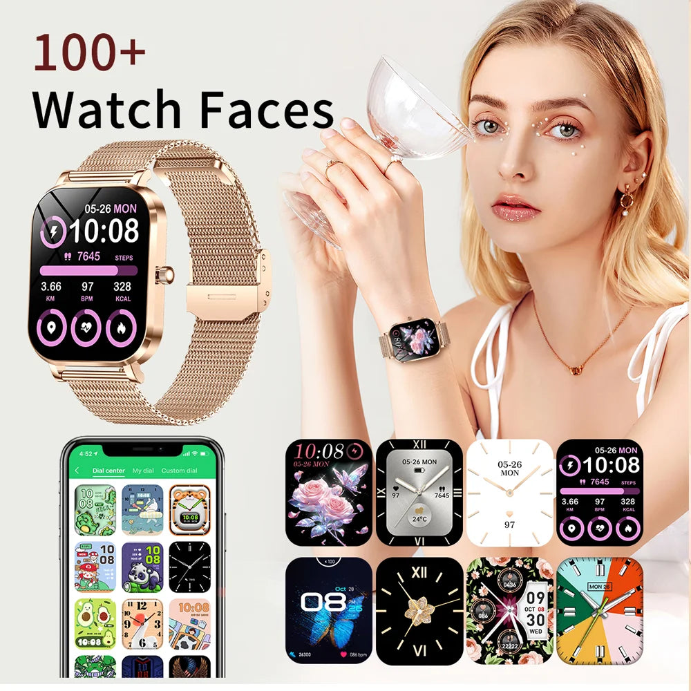 2025 New Smart Watch Women Gift 8.8mm Ultra-thin Body Heart Rate Waterproof Outdoor Sport BT Call Smartwatch For Android IOS