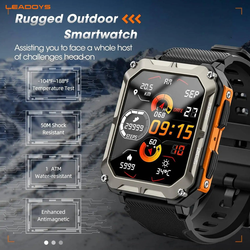 Leadoys C20Pro Outdoor Smart Watch for Men And Women with Blood Oxygen Monitoring Bluetooth Call Function Sports Fitness Tracker