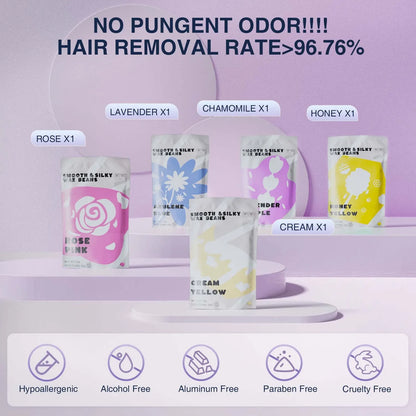 Waxing Kit EU Plug(19 items) WUWUVISTA Hair Removal Wax Kit Wax Melt Warmer Waxing Beads Face/Brazilian/Full Body/Bikini