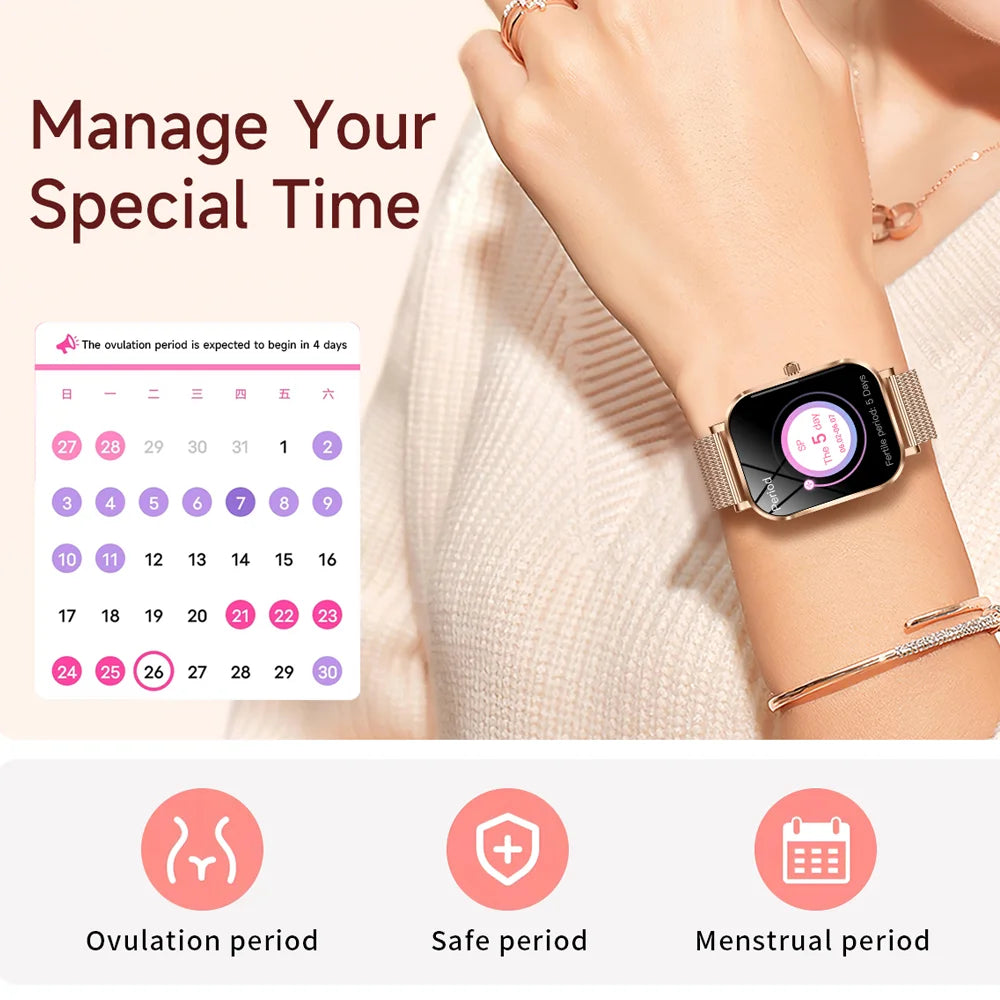 2025 New Smart Watch Women Gift 8.8mm Ultra-thin Body Heart Rate Waterproof Outdoor Sport BT Call Smartwatch For Android IOS