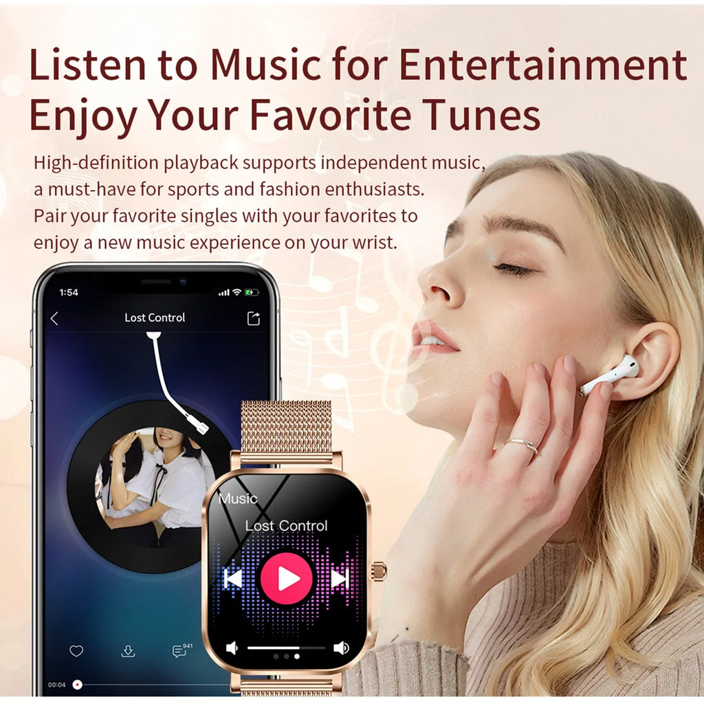 Women Smart Watch Rose Gold Receive Call Custom Dial Female Health Monitor Ultra Thin Ladies Wristwatch for lovers Birthday Gift