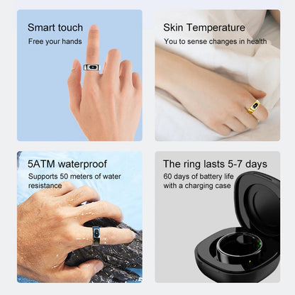 Smart Ring R08 Womens Men Electronic Smartring With Charging Case Health and Sleep Monitor Sports Fitness Tracker for Phone