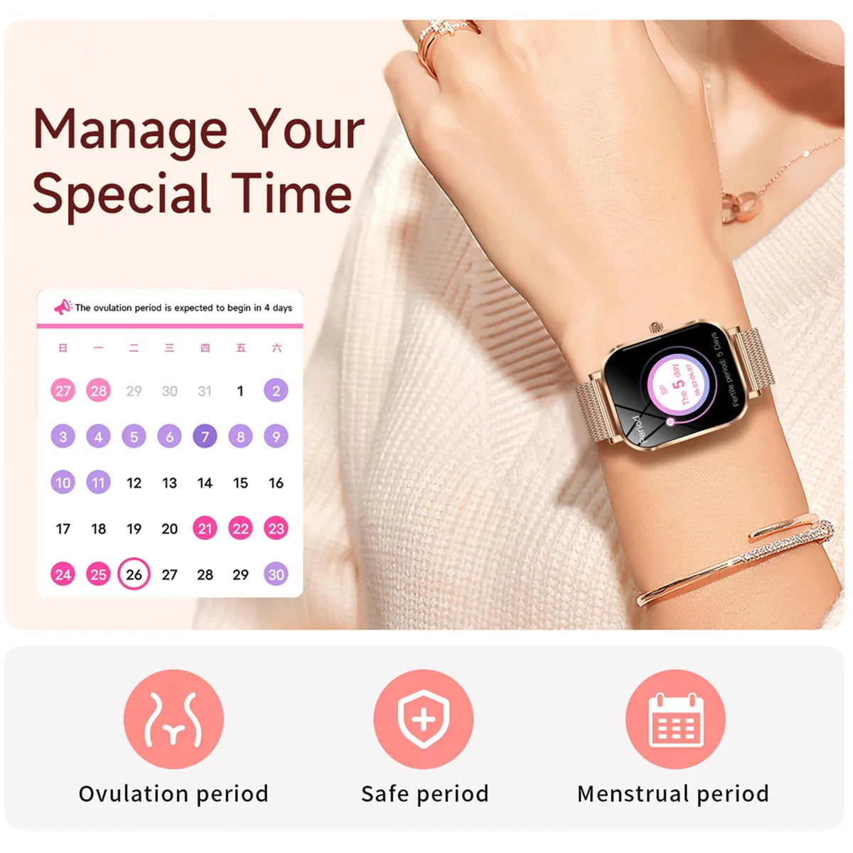 Women Smart Watch Rose Gold Receive Call Custom Dial Female Health Monitor Ultra Thin Ladies Wristwatch for lovers Birthday Gift