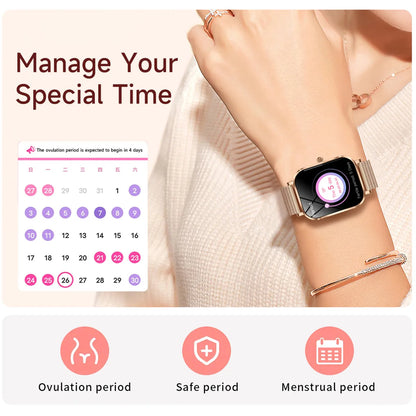 Women Smart Watch Rose Gold Receive Call Custom Dial Female Health Monitor Ultra Thin Ladies Wristwatch for lovers Birthday Gift