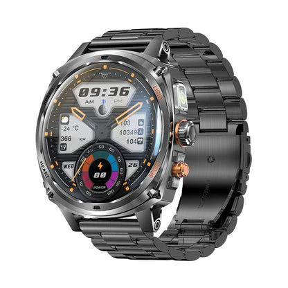 V95 Men Smart Watch 1.75inch 800mAh Tactical Flashlight Bluetooth Wireless Call Outdoor Sport Fitness Tracker KM200 Smartwatch