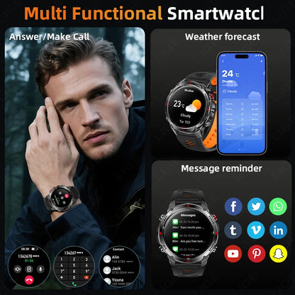 LIGE 2025 New Professional GPS Track Sports Smartwatch Outdoor RIDE Run Compass Altimeter 3ATM Fitness Bracelets 540mAh Watches
