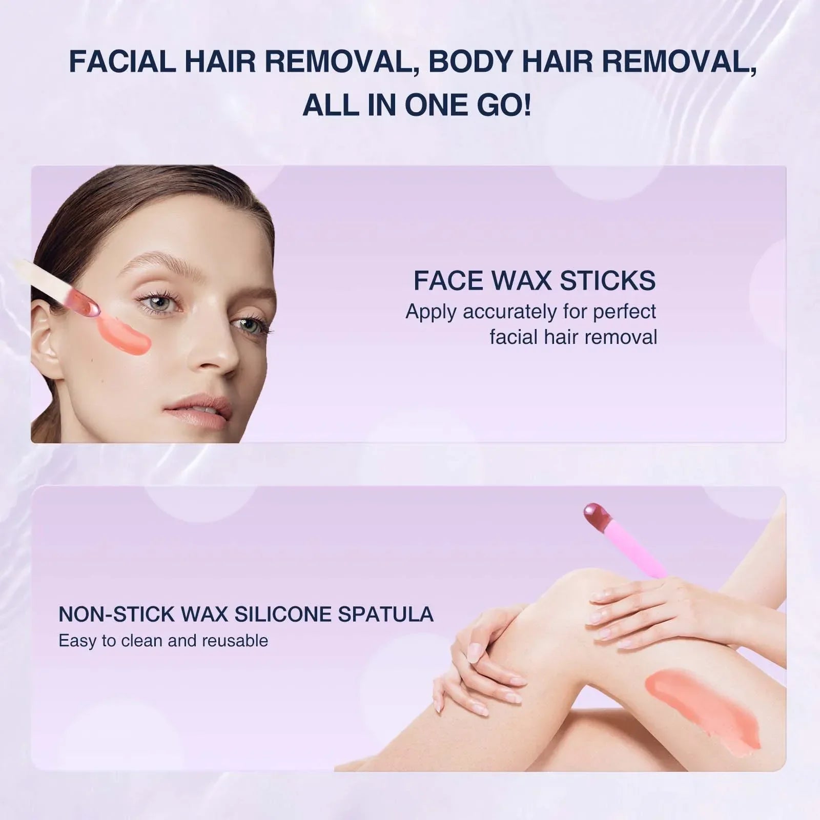 WUWUVISTA Waxing Kit 11 items EUplug Hair Removal Wax Kit Wax Melt Warmer Waxing Beads Face/Brazilian/Full Body/Bikini