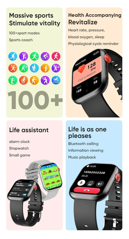 Smart Watch LC88 Men Women Full Touch Screen Bluetooth Call Waterproof Watches Sport Fitness Tracker Smartwatch Voice Assistant