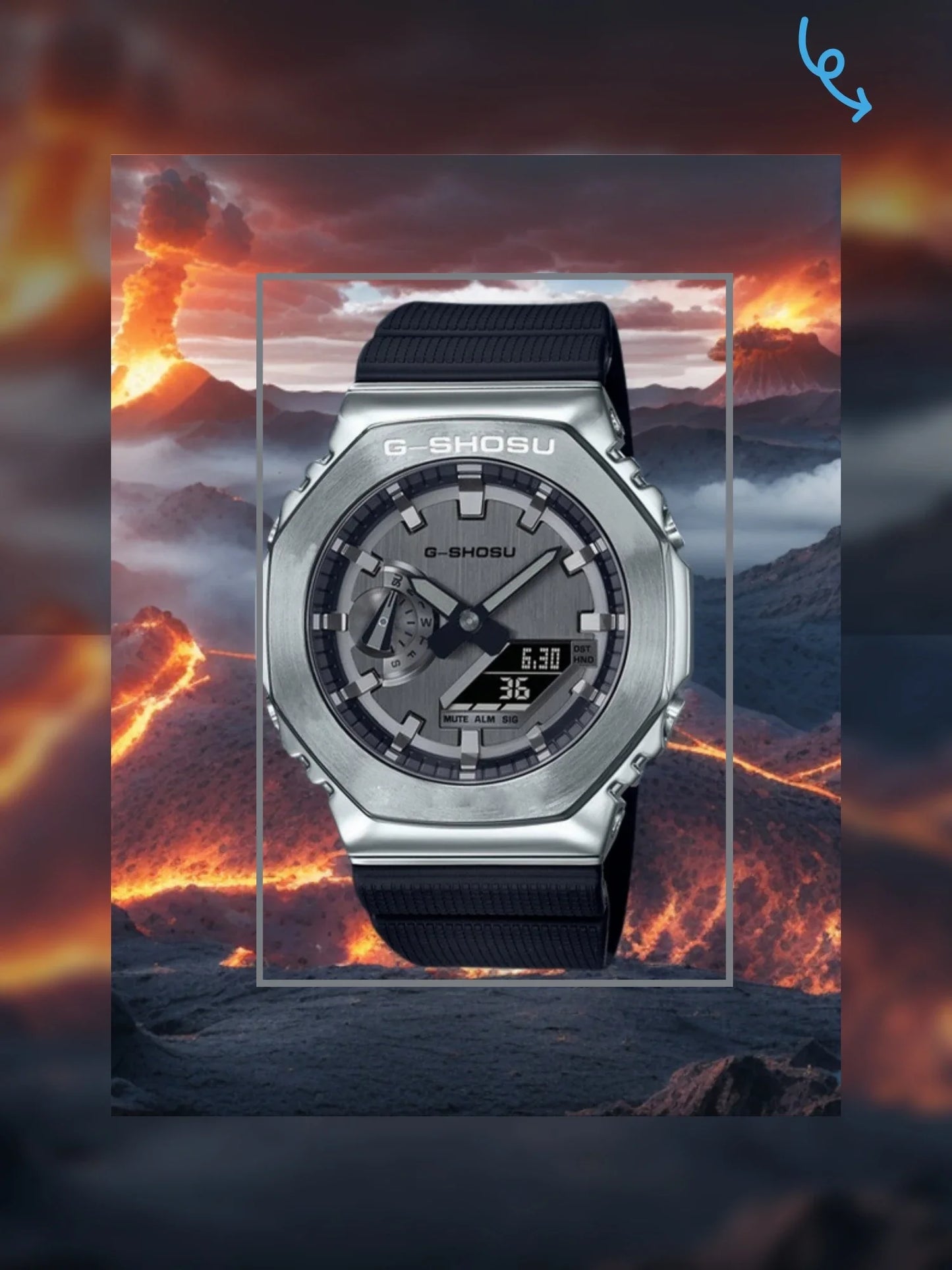 Electronic unisex digital watch with full function alloy dial GM oak series LED dual display world time full function