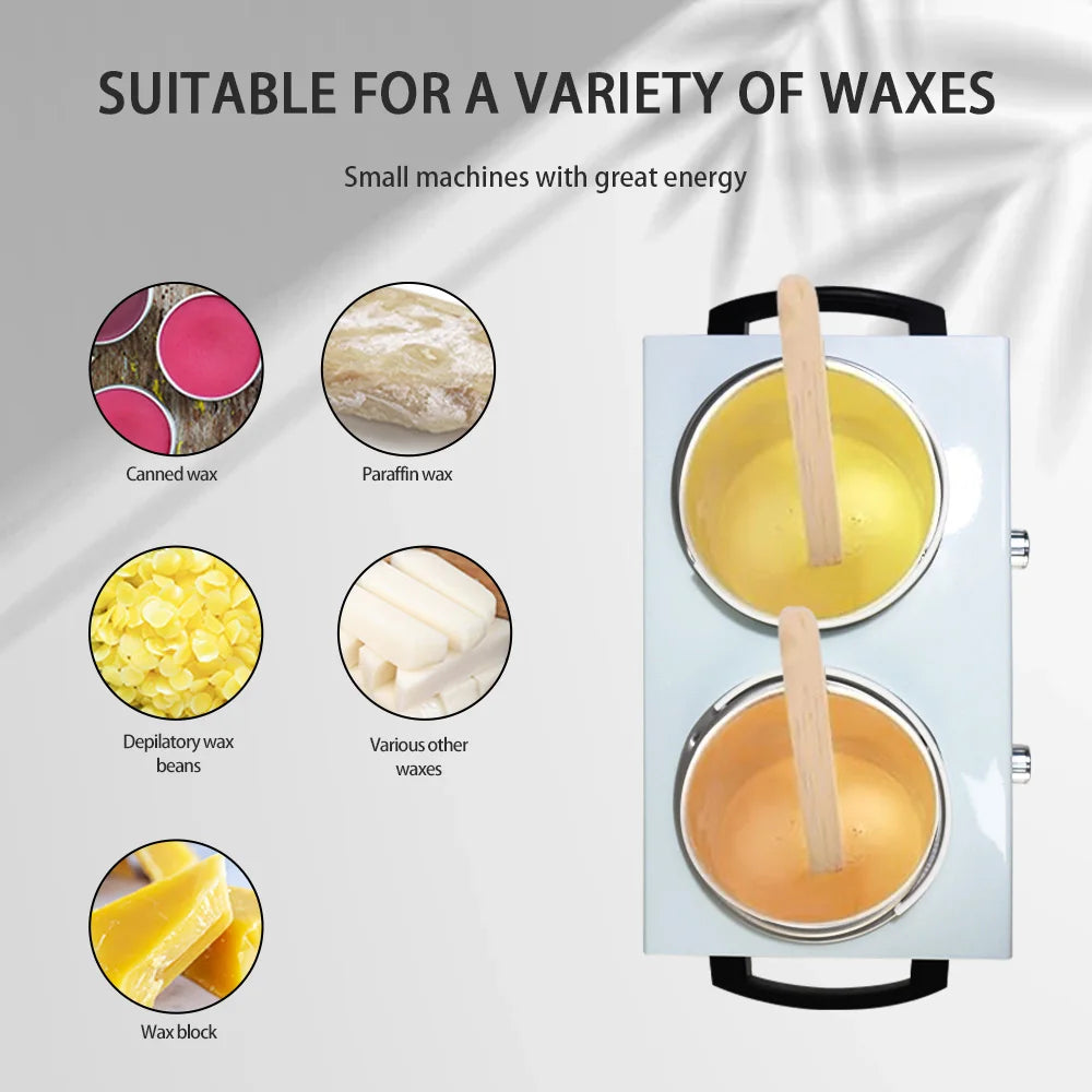 Double Wax Heated Pot Electric Wax Heater Warmer Home Appliance with LED Display Skin Hair Removal Adjustable Temperature