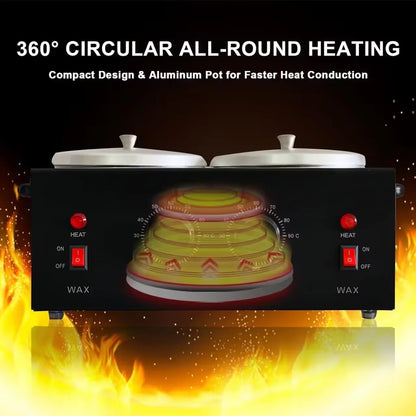 Double Pot Wax Heater SPA Salon Professional Wax Hair Removal Machine Double Parrafin Hot Facial Skin Equipment HomeHydrotherapy