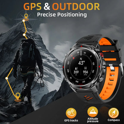 LIGE 2025 New Professional GPS Track Sports Smartwatch Outdoor RIDE Run Compass Altimeter 3ATM Fitness Bracelets 540mAh Watches