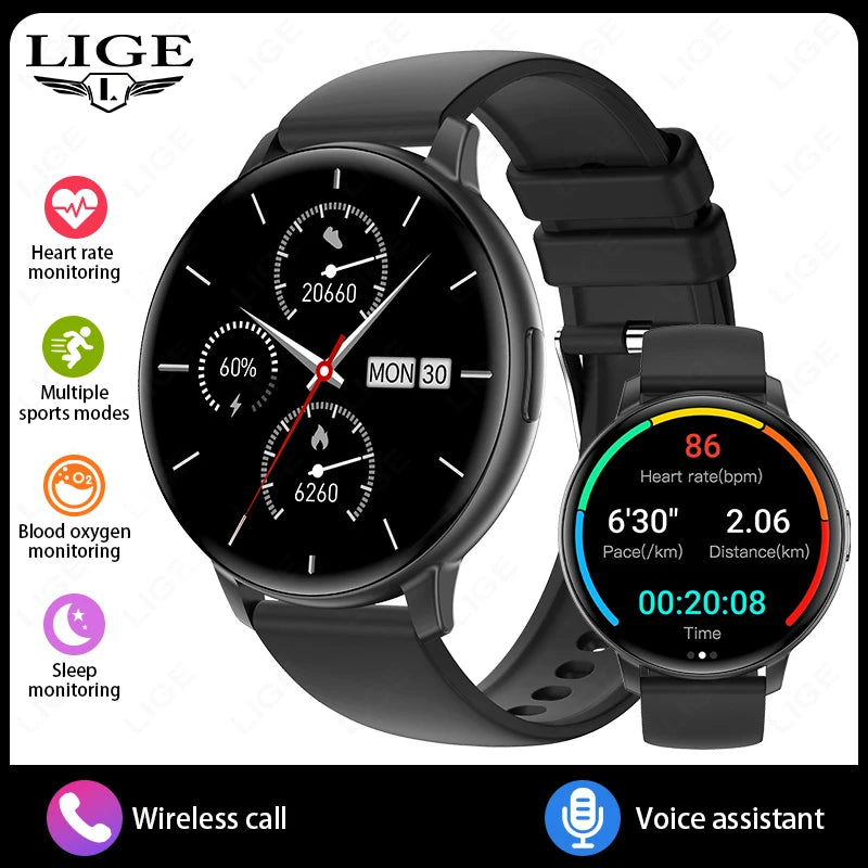 LIGE New Voice Calling Smart Watch 1.38" HD Full Touch Display Sports Fitness Smartwatch Heart Rate Blood Oxygen Health Monitor