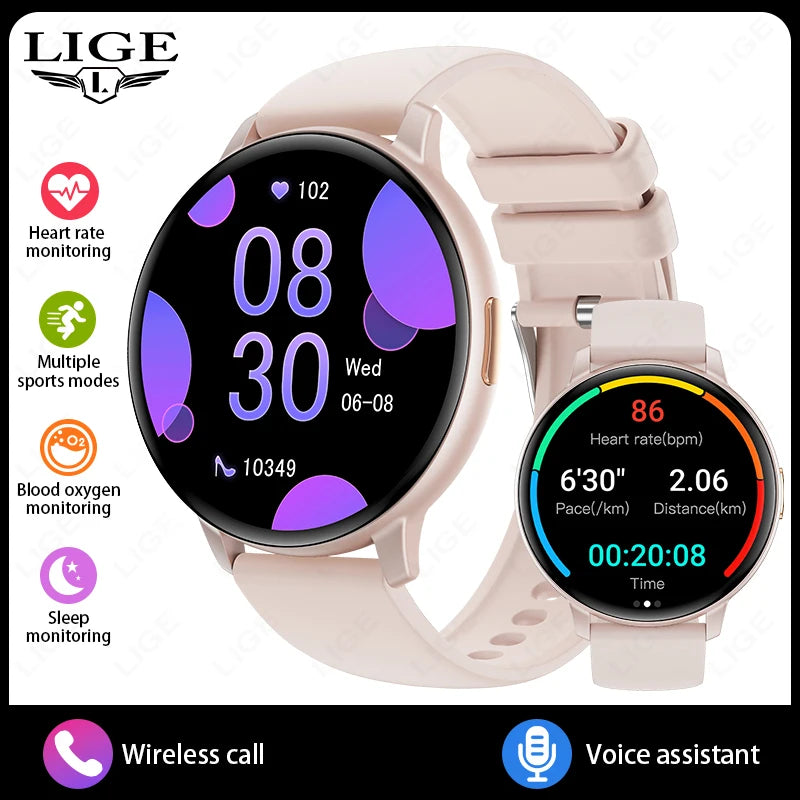 LIGE New Voice Calling Smart Watch 1.38" HD Full Touch Display Sports Fitness Smartwatch Heart Rate Blood Oxygen Health Monitor