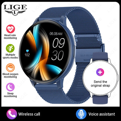 LIGE New Voice Calling Smart Watch 1.38" HD Full Touch Display Sports Fitness Smartwatch Heart Rate Blood Oxygen Health Monitor
