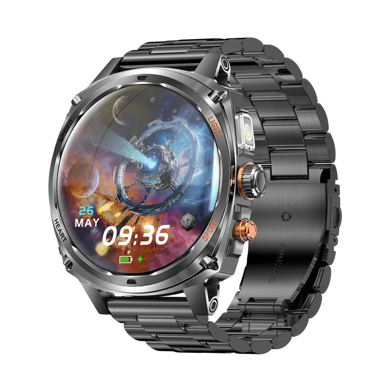 V95 Men Smart Watch 1.75inch 800mAh Tactical Flashlight Bluetooth Wireless Call Outdoor Sport Fitness Tracker KM200 Smartwatch