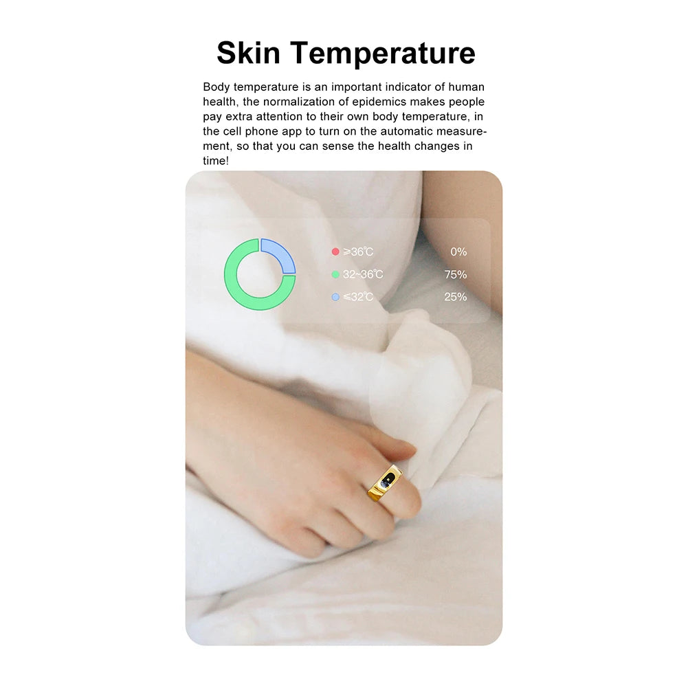 Smart Ring R08 Womens Men Electronic Smartring With Charging Case Health and Sleep Monitor Sports Fitness Tracker for Phone