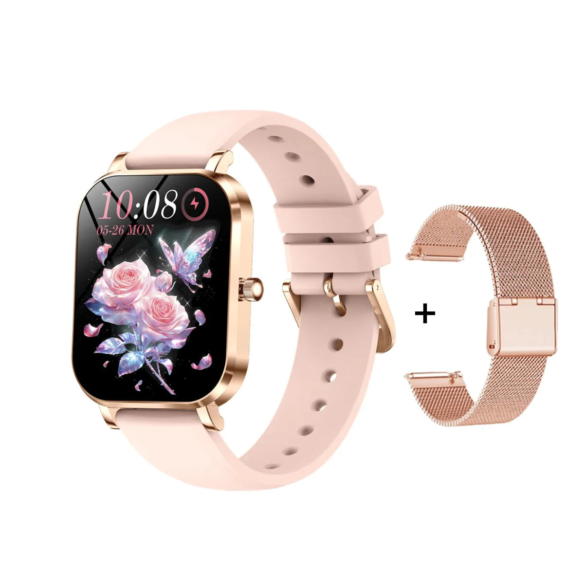 Women Smart Watch Rose Gold Receive Call Custom Dial Female Health Monitor Ultra Thin Ladies Wristwatch for lovers Birthday Gift
