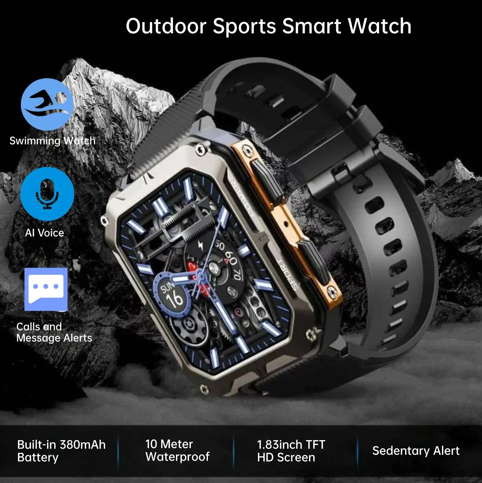 Leadoys C20Pro Outdoor Smart Watch for Men And Women with Blood Oxygen Monitoring Bluetooth Call Function Sports Fitness Tracker