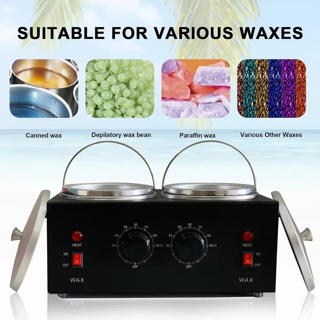 Double Pot Wax Heater SPA Salon Professional Wax Hair Removal Machine Double Parrafin Hot Facial Skin Equipment HomeHydrotherapy