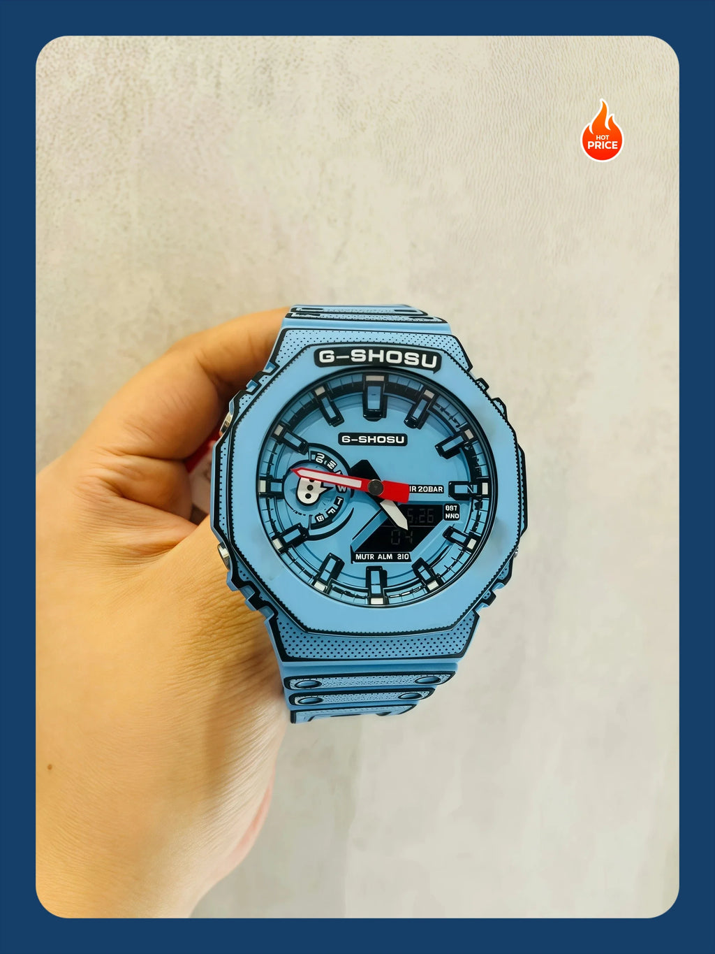 Dual Display LED Digital Electronic Comic Watch Full Function World Time Large Dial Oak Collection