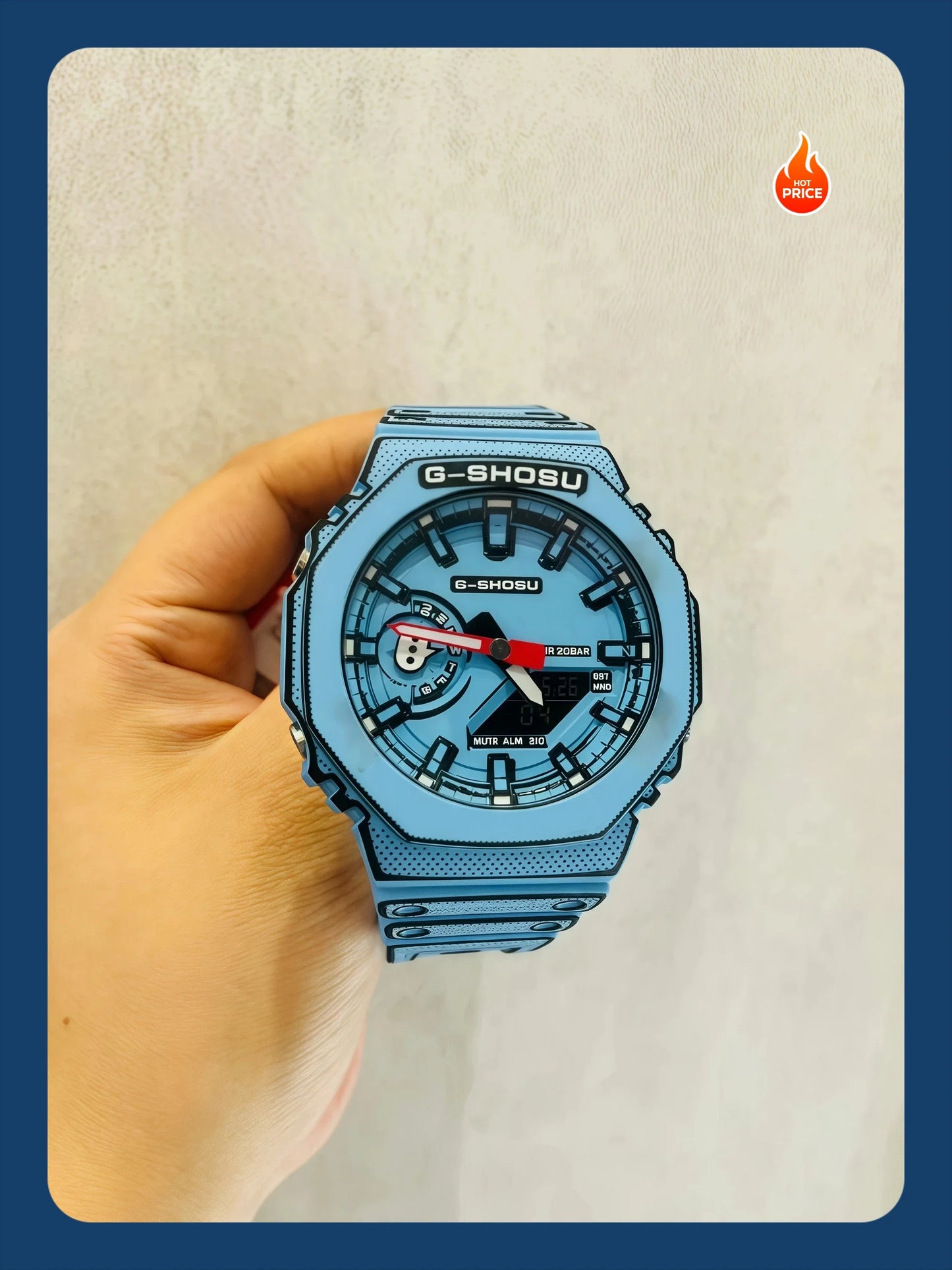 Dual Display LED Digital Electronic Comic Watch Full Function World Time Large Dial Oak Collection