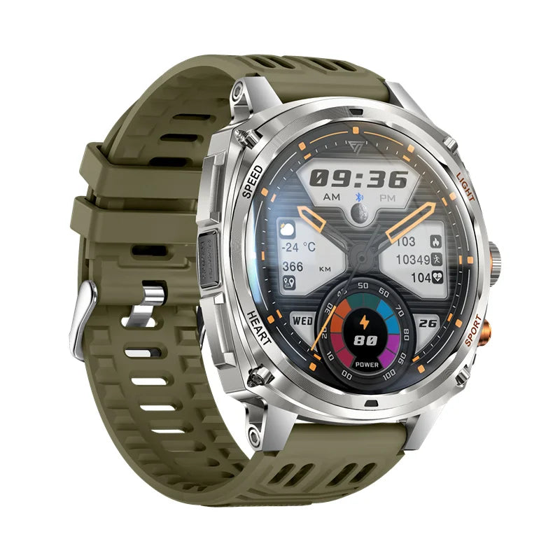 V95 Men Smart Watch 1.75inch 800mAh Tactical Flashlight Bluetooth Wireless Call Outdoor Sport Fitness Tracker KM200 Smartwatch