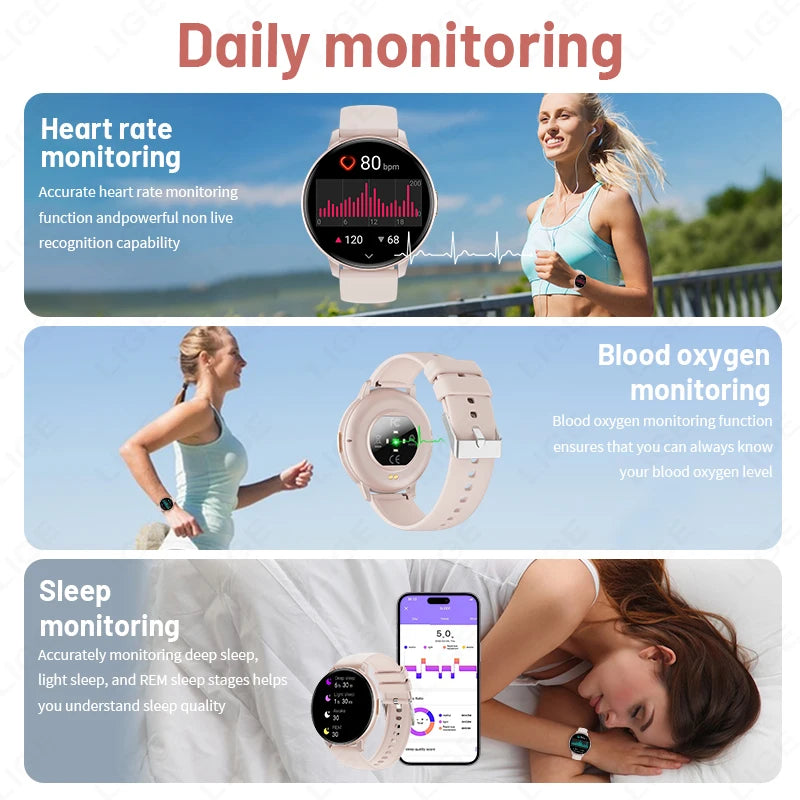 LIGE New Voice Calling Smart Watch 1.38" HD Full Touch Display Sports Fitness Smartwatch Heart Rate Blood Oxygen Health Monitor