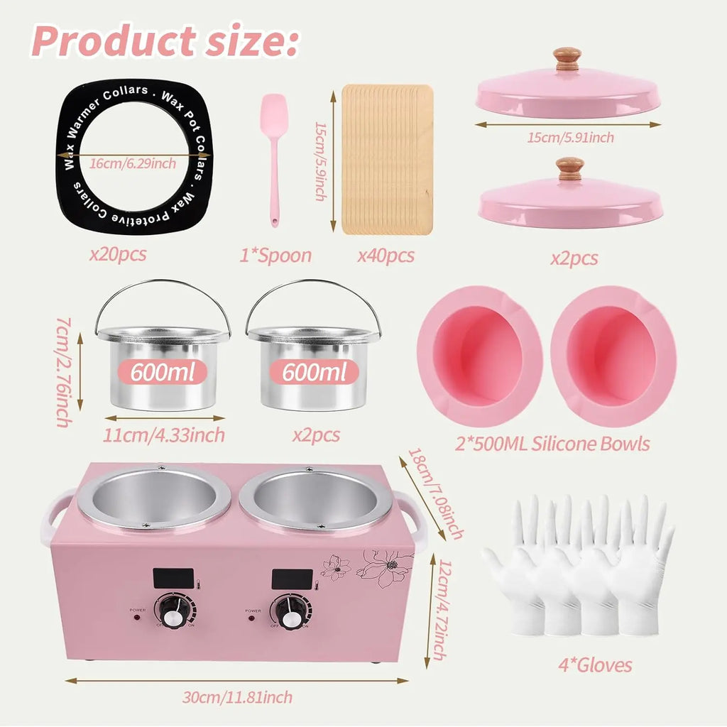 Double Pot Wax Warmer Paraffin Heater Warmer with LED Display Skin Hair Removal Adjustable Temperature For Beauty Salon Home Use