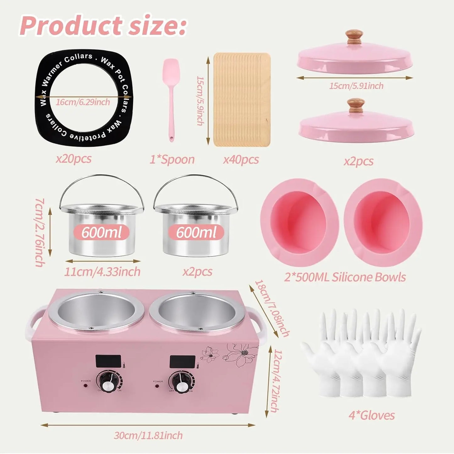 Double Pot Wax Warmer Paraffin Heater Warmer with LED Display Skin Hair Removal Adjustable Temperature For Beauty Salon Home Use