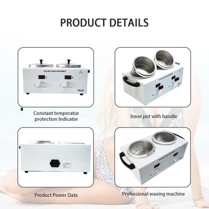 Double Wax Heated Pot Electric Wax Heater Warmer Home Appliance with LED Display Skin Hair Removal Adjustable Temperature