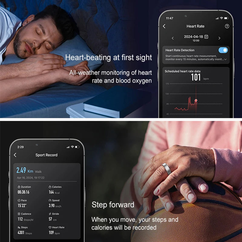 Smart Ring R10 Womens Men Electronic Smartring Blood Oxygen Health Monitor Sleep Monitor Rings 5ATM Waterproof Fitness Tracker