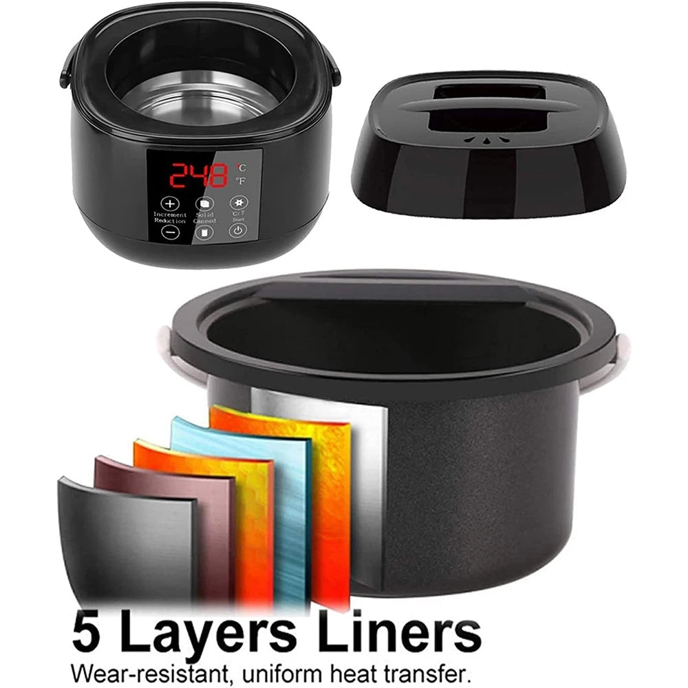 Wax Heater Warmer Wax Bean Hair Removal Machine SPA Body Epilator Paraffin Wax Pot with Smart LCD Temperature Display for Home