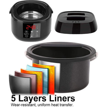 Wax Heater Warmer Wax Bean Hair Removal Machine SPA Body Epilator Paraffin Wax Pot with Smart LCD Temperature Display for Home