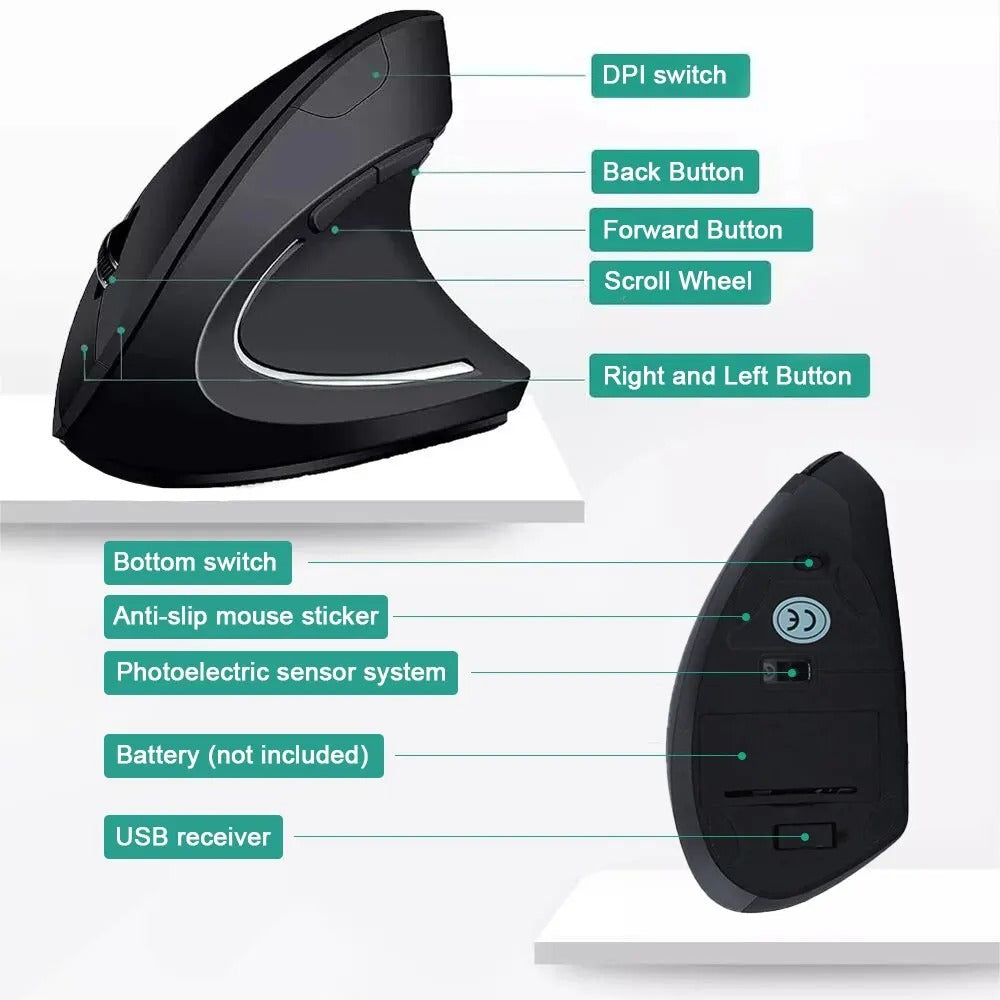Ergonomic Vertical Wireless Mouse